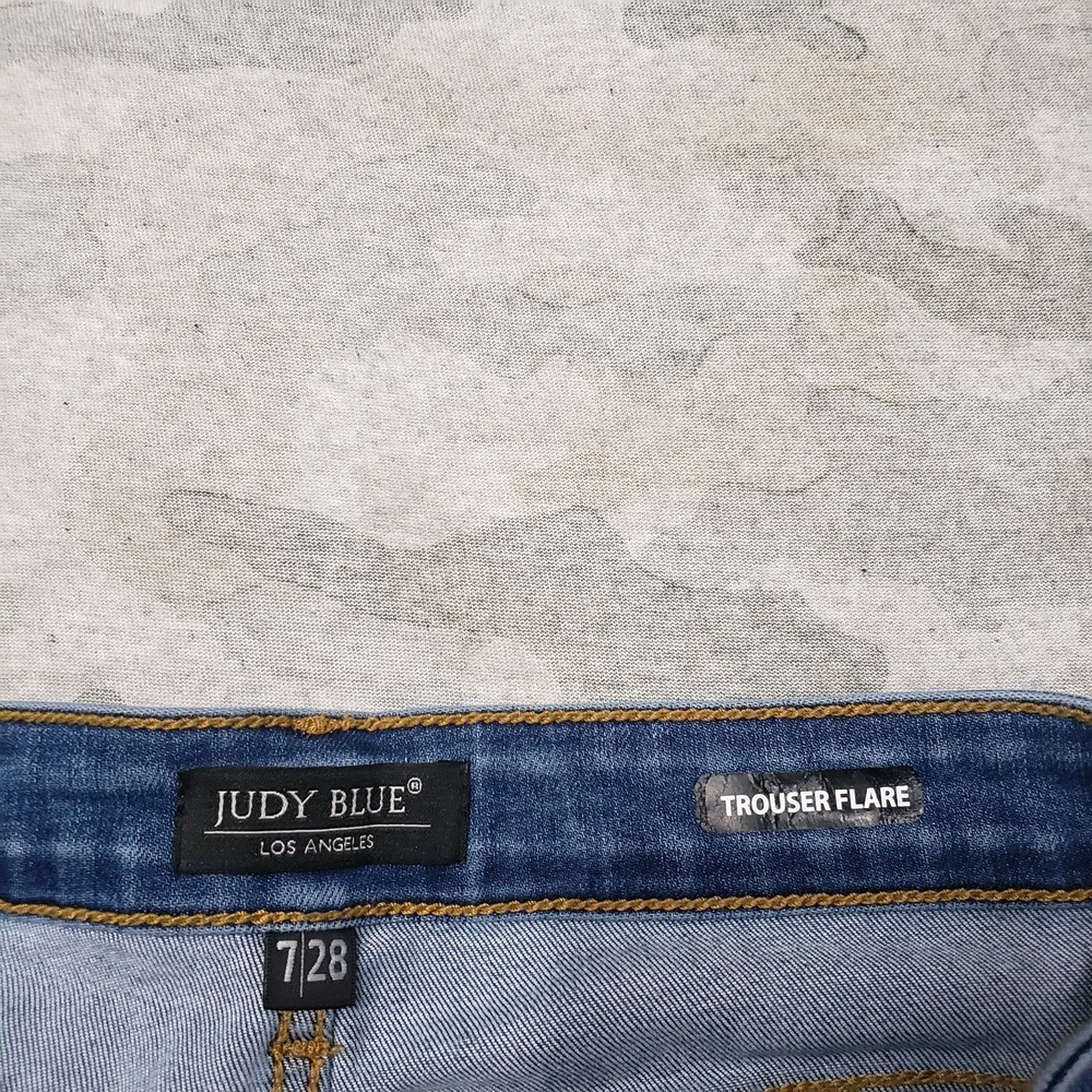 Judy Blue Jeans Womens 7/28 Blue Trouser Flare Denim Medium Wash Stretch - Picture 6 of 11